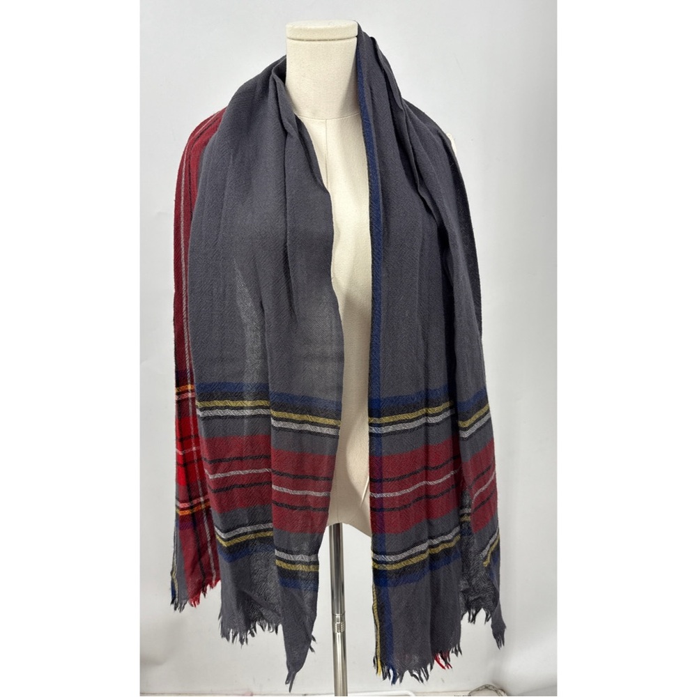 Banana republic heritage blanket 100% wool 2013 edition plaid  fringe scarf OS